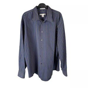 Geoffrey Beene Shirt Mens XL 17-17-1/2 Striped Button Down Long Sleeve‎